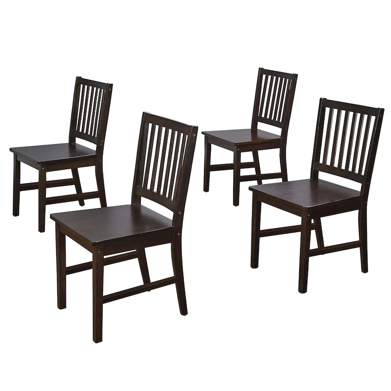 Solid Wood Slat Back Dining Chairs (Set of 4)