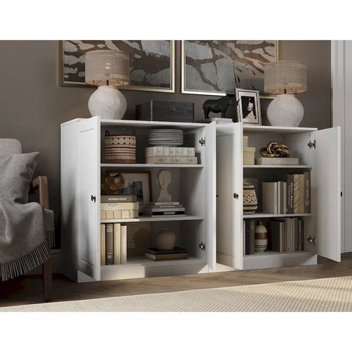 100% Solid Wood Sideboard with Glass or Solid Wood Doors by - 64 x 35.75