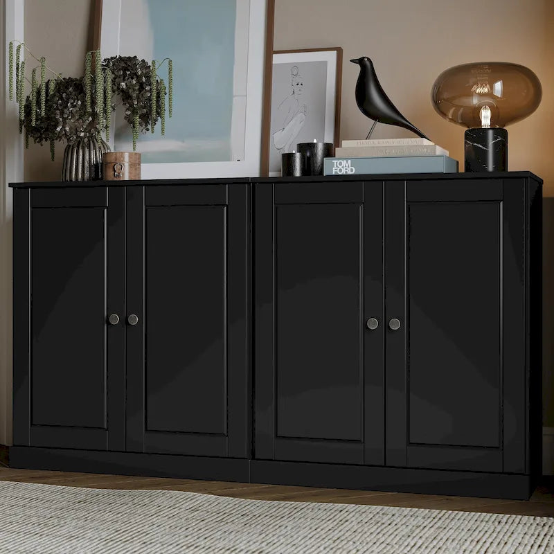100% Solid Wood Sideboard with Glass or Solid Wood Doors by - 64 x 35.75