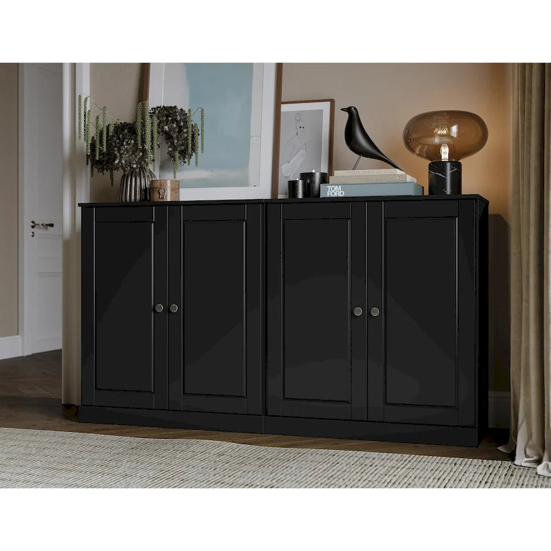 100% Solid Wood Sideboard with Glass or Solid Wood Doors by - 64 x 35.75