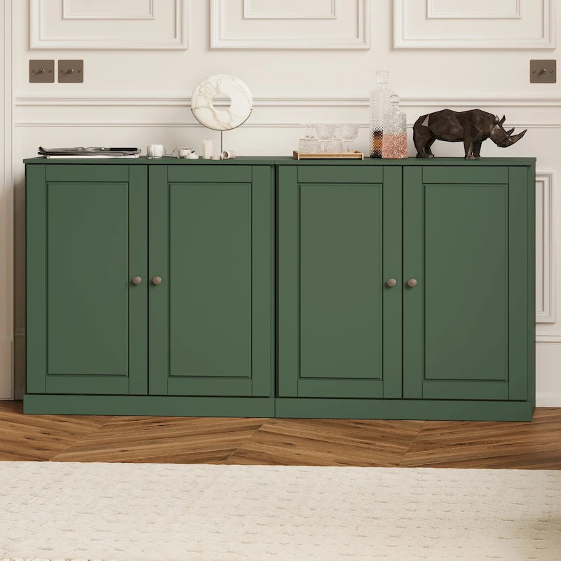 100% Solid Wood Sideboard with Glass or Solid Wood Doors by - 64 x 35.75