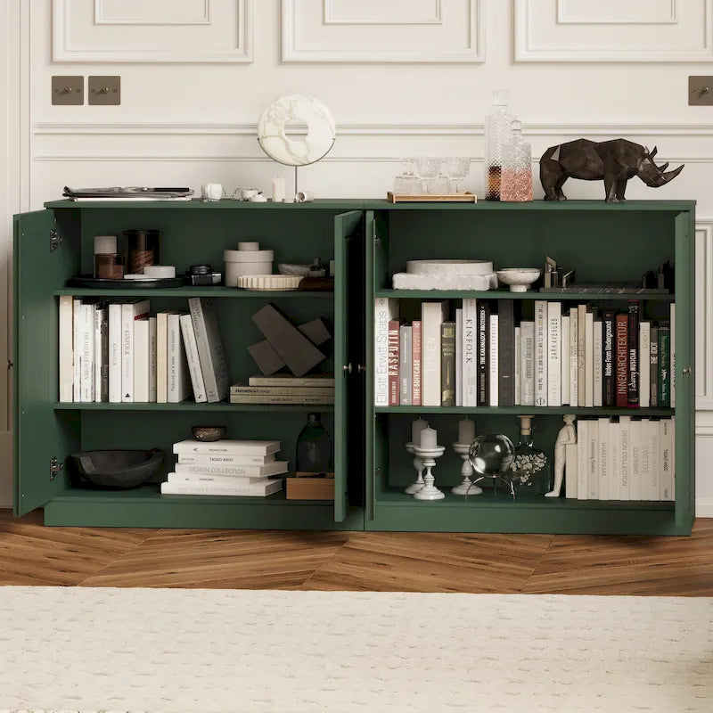 100% Solid Wood Sideboard with Glass or Solid Wood Doors by - 64 x 35.75