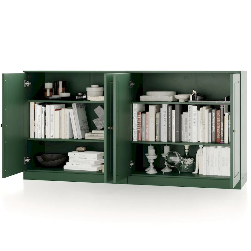 100% Solid Wood Sideboard with Glass or Solid Wood Doors by - 64 x 35.75