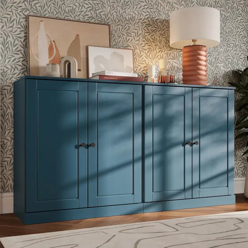 100% Solid Wood Sideboard with Glass or Solid Wood Doors by - 64 x 35.75