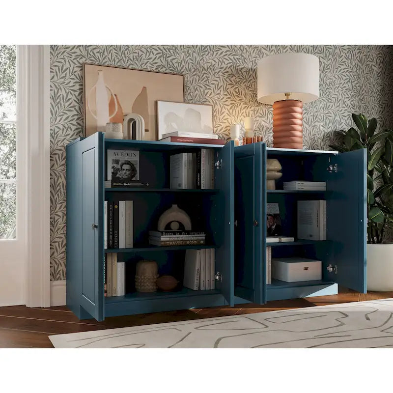 100% Solid Wood Sideboard with Glass or Solid Wood Doors by - 64 x 35.75