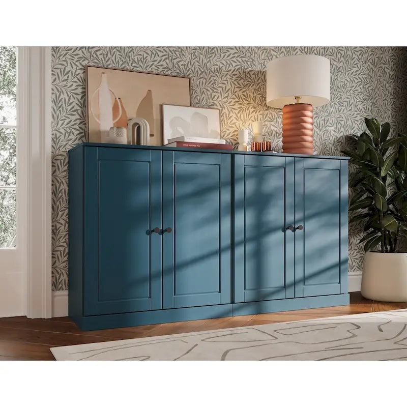 100% Solid Wood Sideboard with Glass or Solid Wood Doors by - 64 x 35.75