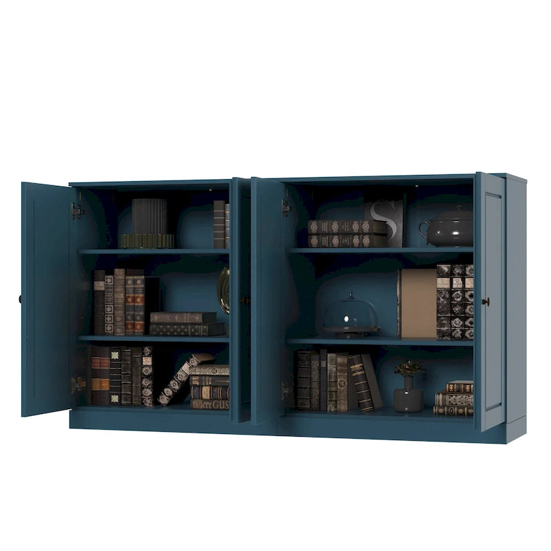 100% Solid Wood Sideboard with Glass or Solid Wood Doors by - 64 x 35.75