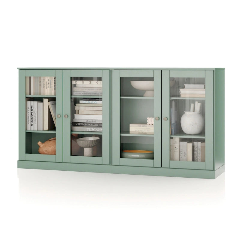 100% Solid Wood Sideboard with Glass or Solid Wood Doors by - 64 x 35.75
