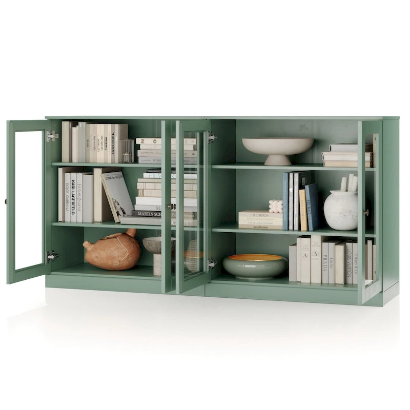 100% Solid Wood Sideboard with Glass or Solid Wood Doors by - 64 x 35.75