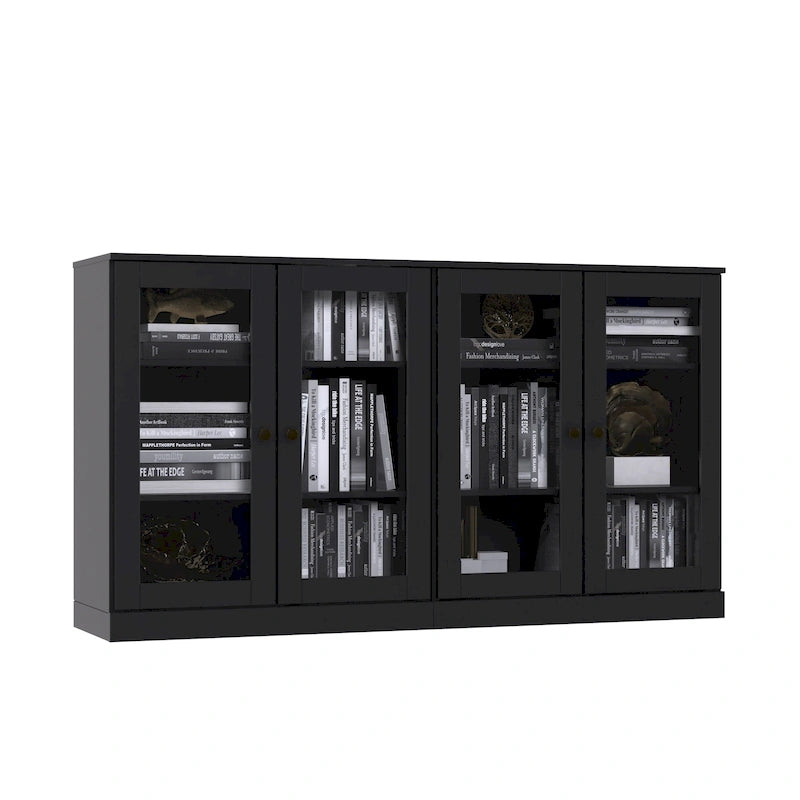 100% Solid Wood Sideboard with Glass or Solid Wood Doors by - 64 x 35.75