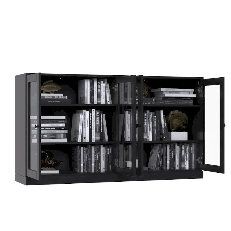 100% Solid Wood Sideboard with Glass or Solid Wood Doors by - 64 x 35.75