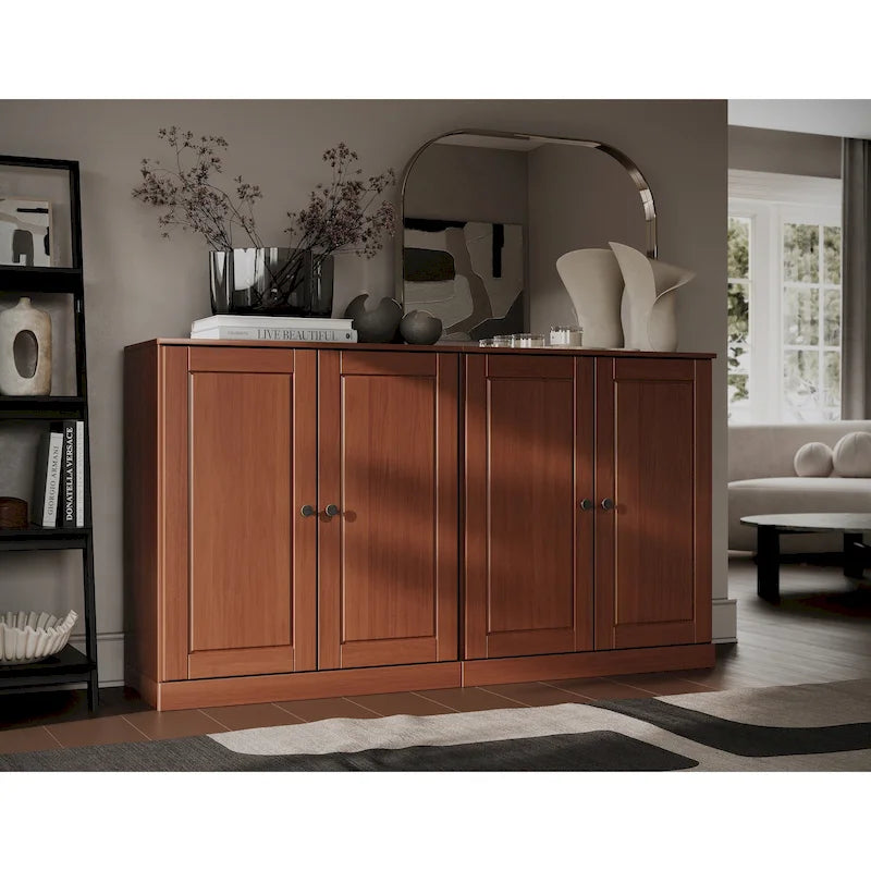 100% Solid Wood Sideboard with Glass or Solid Wood Doors by - 64 x 35.75