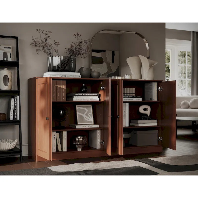100% Solid Wood Sideboard with Glass or Solid Wood Doors by - 64 x 35.75