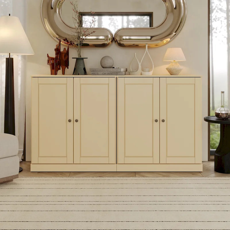 100% Solid Wood Sideboard with Glass or Solid Wood Doors by - 64 x 35.75
