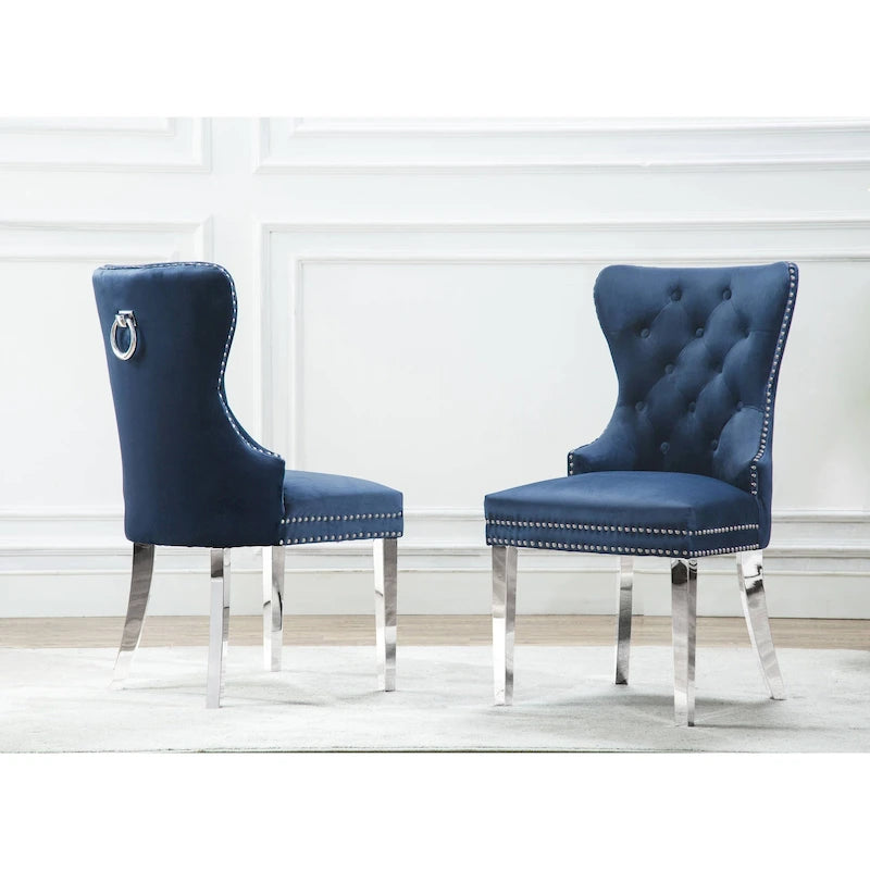 Lot de 2 chaises de salle à manger capitonnées à boutons