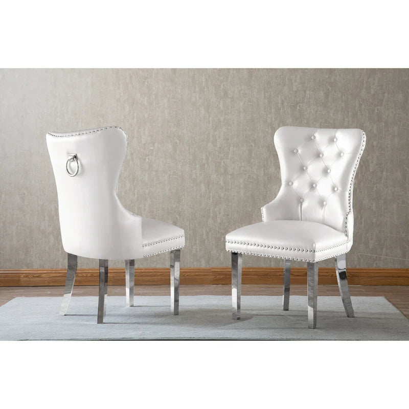 Lot de 2 chaises de salle à manger capitonnées à boutons