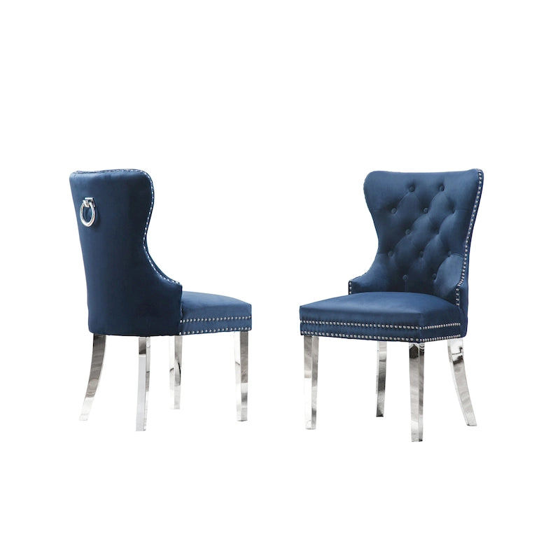 Juego de 2 sillas de comedor con capitoné de botones