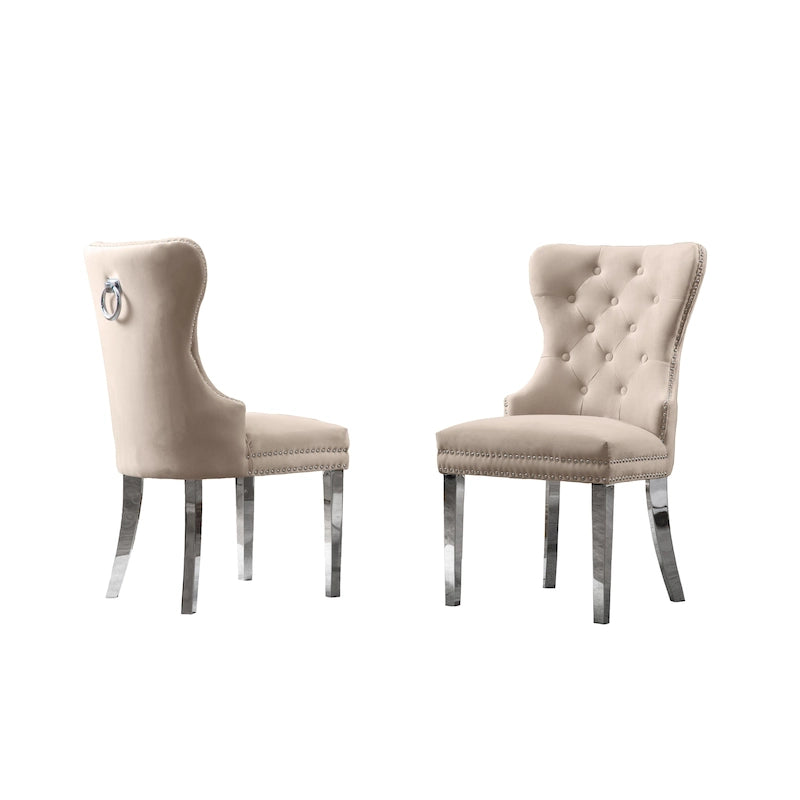 Juego de 2 sillas de comedor con capitoné de botones
