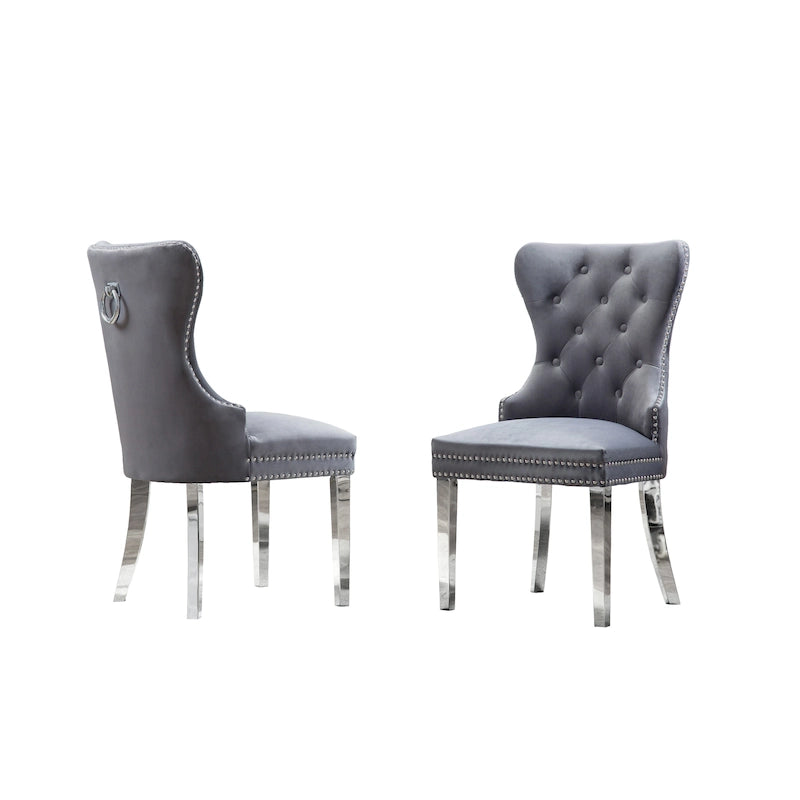 Juego de 2 sillas de comedor con capitoné de botones