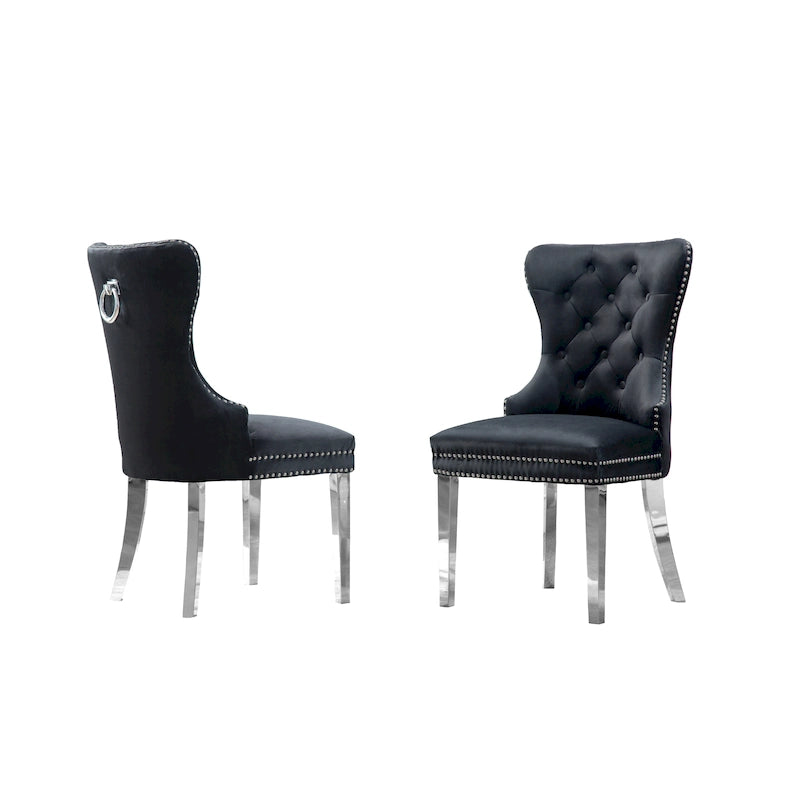 Juego de 2 sillas de comedor con capitoné de botones