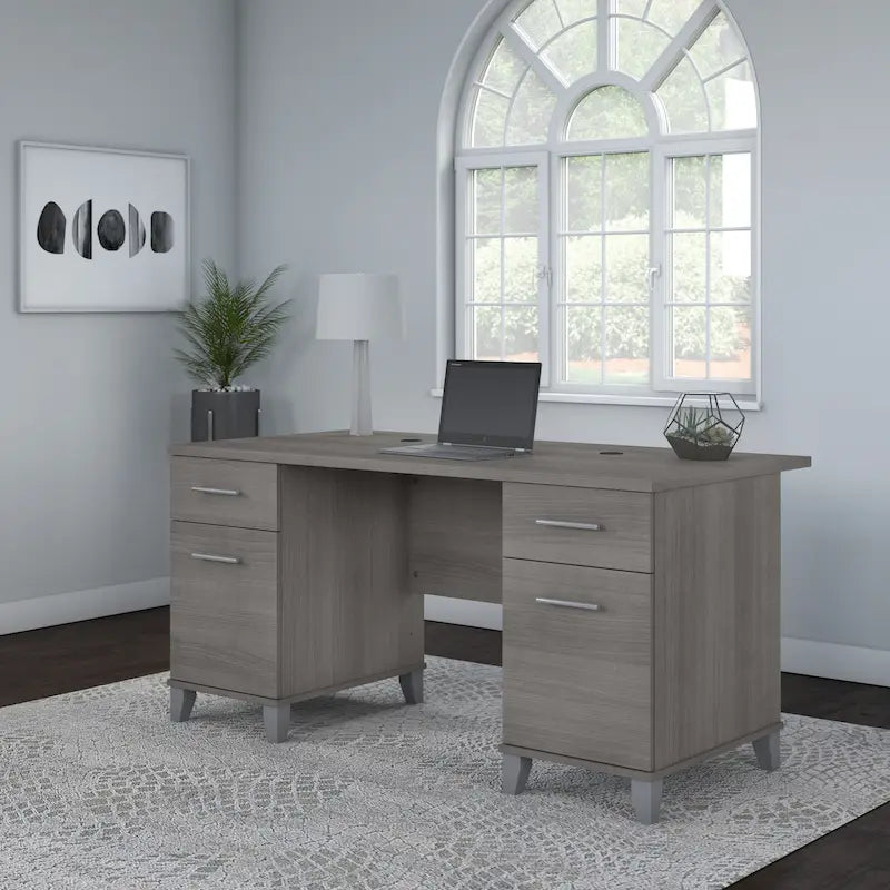 60W Office Computer Desk with Drawers