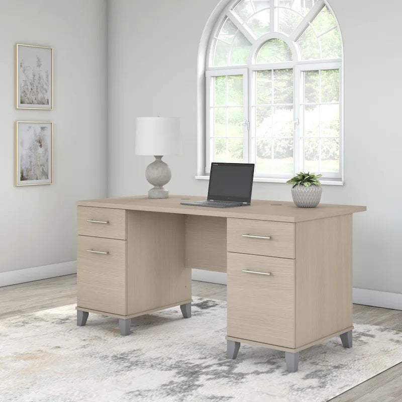 60W Office Computer Desk with Drawers