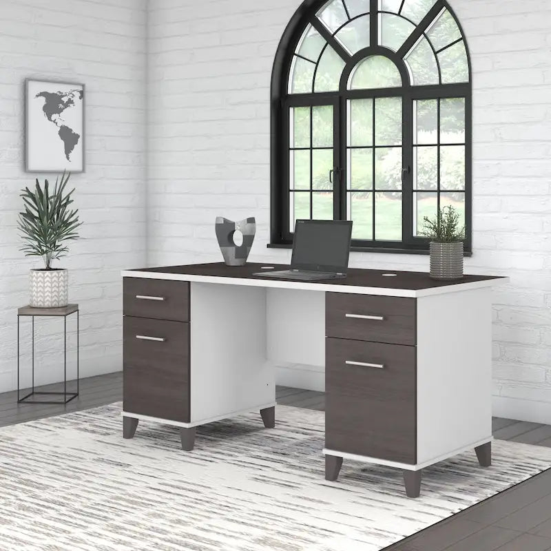60W Office Computer Desk with Drawers