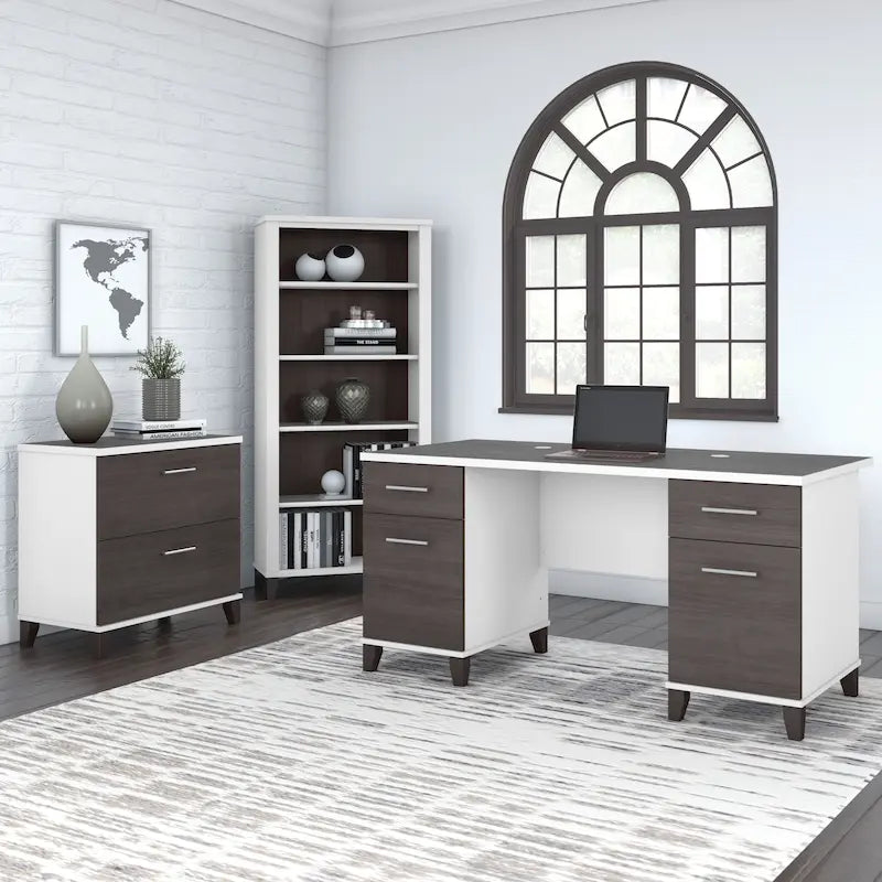 60W Office Computer Desk with Drawers