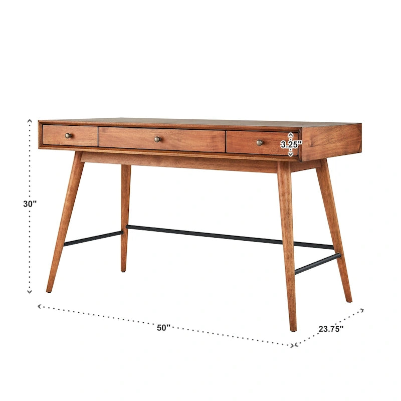 Wood 3-drawer Writing Desk by