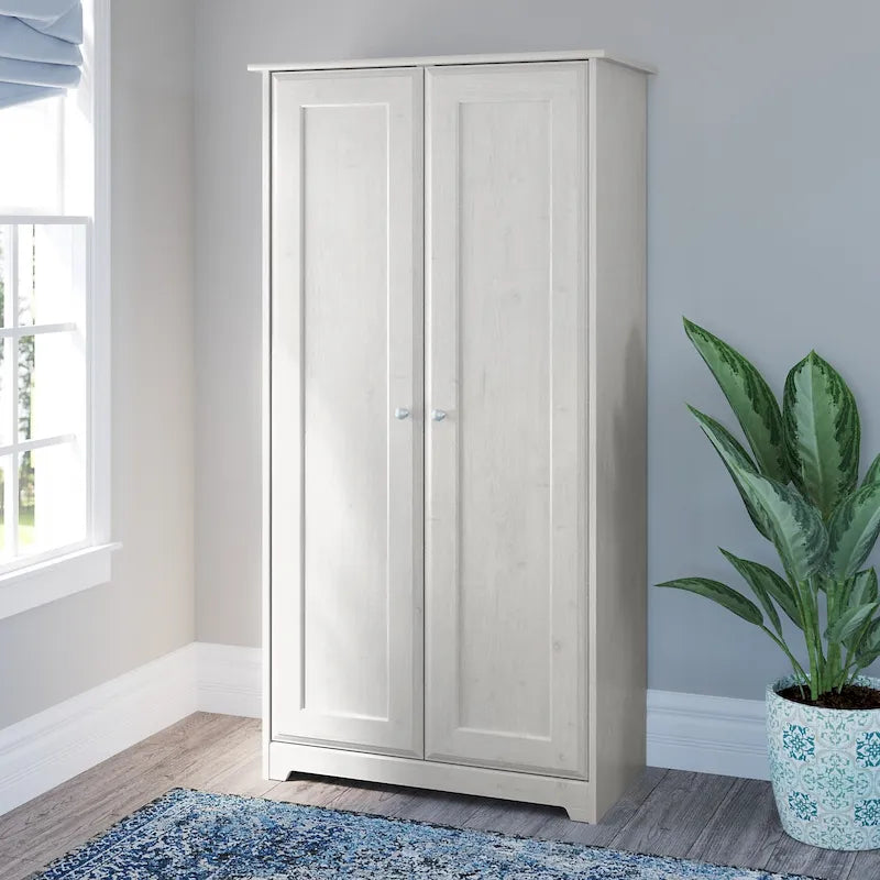 Espresso Oak Tall Storage Cabinet with Doors - 31.38L x 16.30W x 61.14H