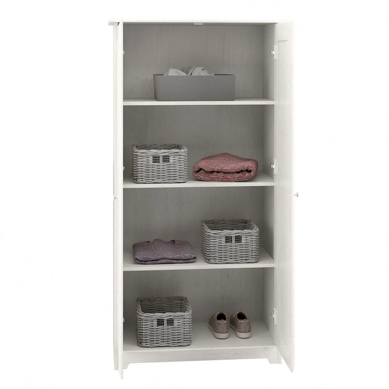 Espresso Oak Tall Storage Cabinet with Doors - 31.38L x 16.30W x 61.14H