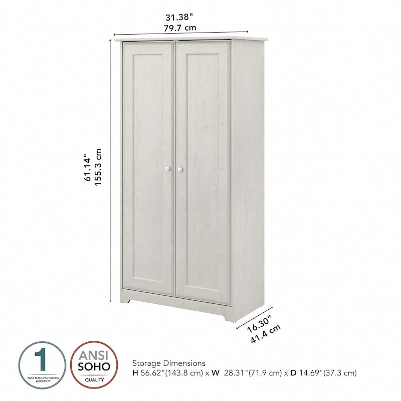 Espresso Oak Tall Storage Cabinet with Doors - 31.38L x 16.30W x 61.14H