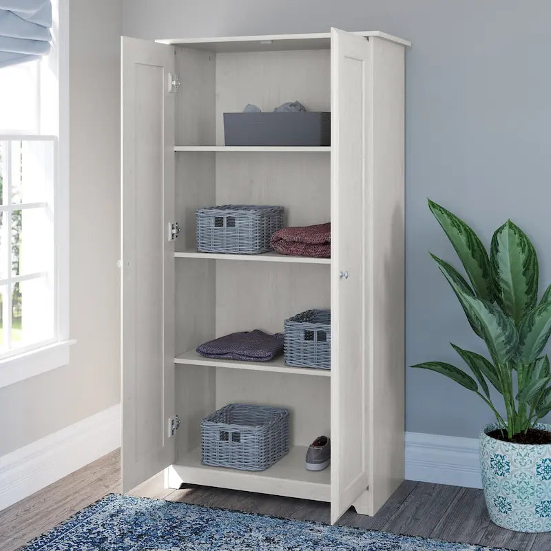 Espresso Oak Tall Storage Cabinet with Doors - 31.38L x 16.30W x 61.14H