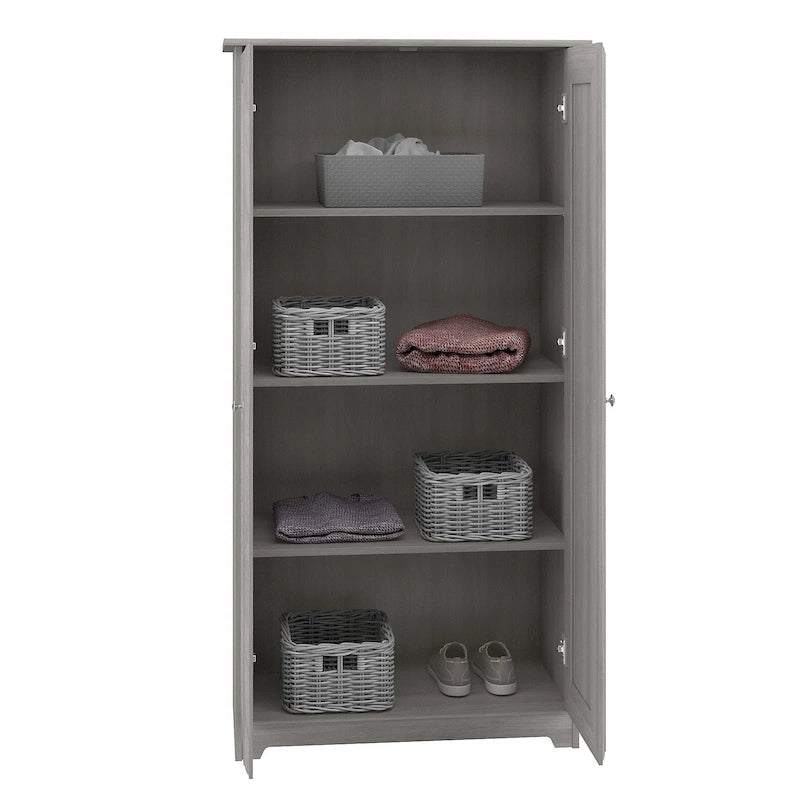 Espresso Oak Tall Storage Cabinet with Doors - 31.38L x 16.30W x 61.14H