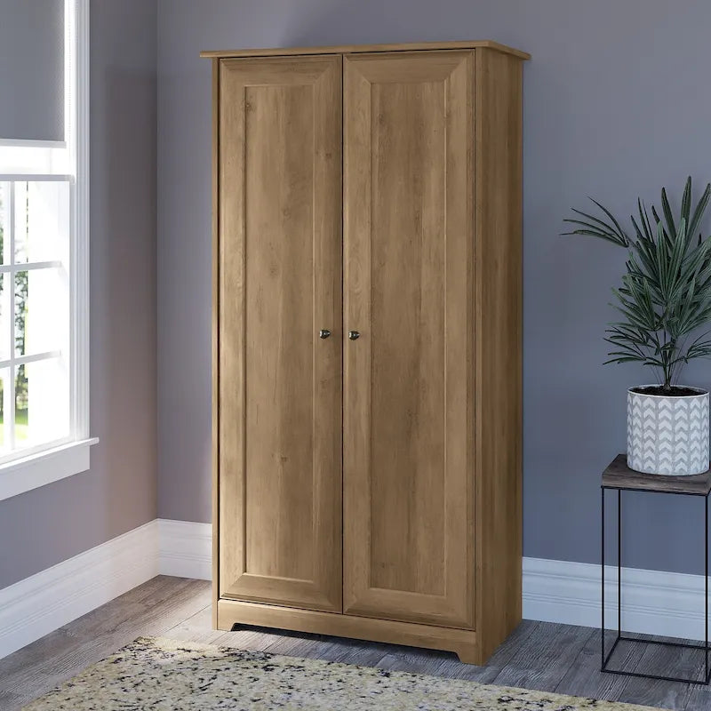 Espresso Oak Tall Storage Cabinet with Doors - 31.38L x 16.30W x 61.14H