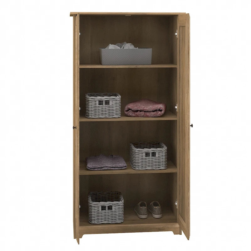 Espresso Oak Tall Storage Cabinet with Doors - 31.38L x 16.30W x 61.14H