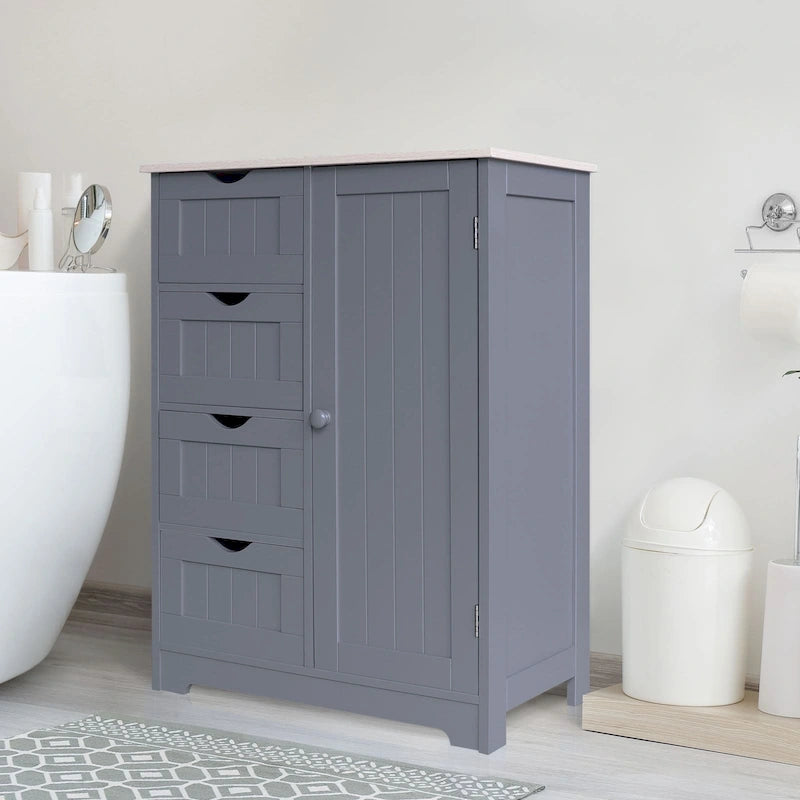 Bathroom Floor Storage Cabinet with 4 Drawers