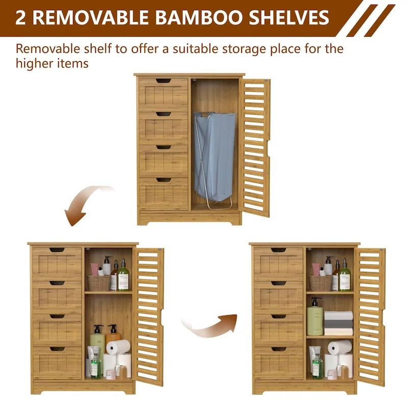 Bathroom Floor Storage Cabinet with 4 Drawers