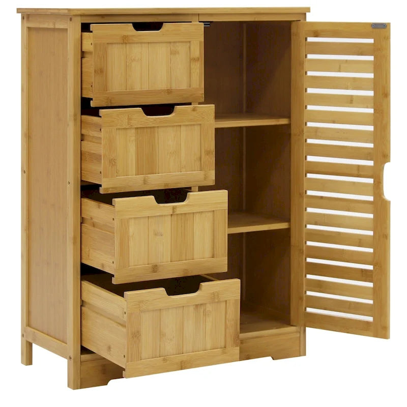 Bathroom Floor Storage Cabinet with 4 Drawers