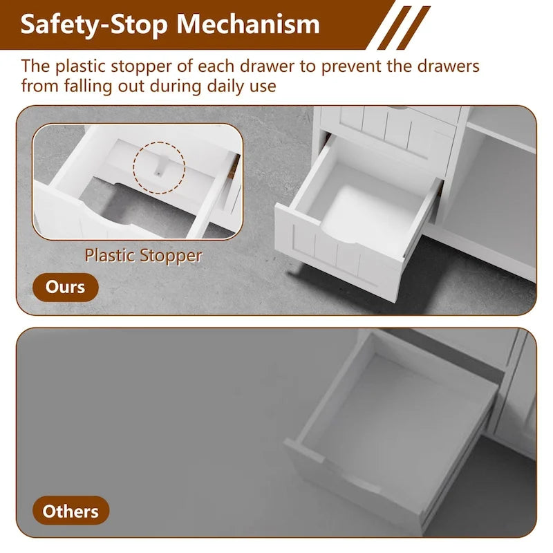 Bathroom Floor Storage Cabinet with 4 Drawers