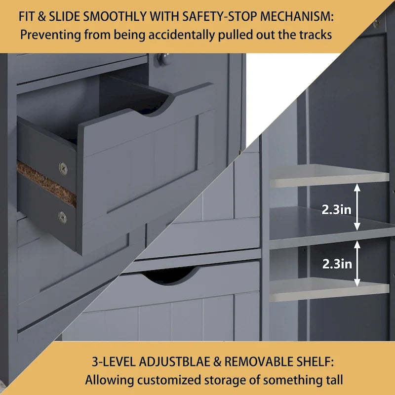 Bathroom Floor Storage Cabinet with 4 Drawers