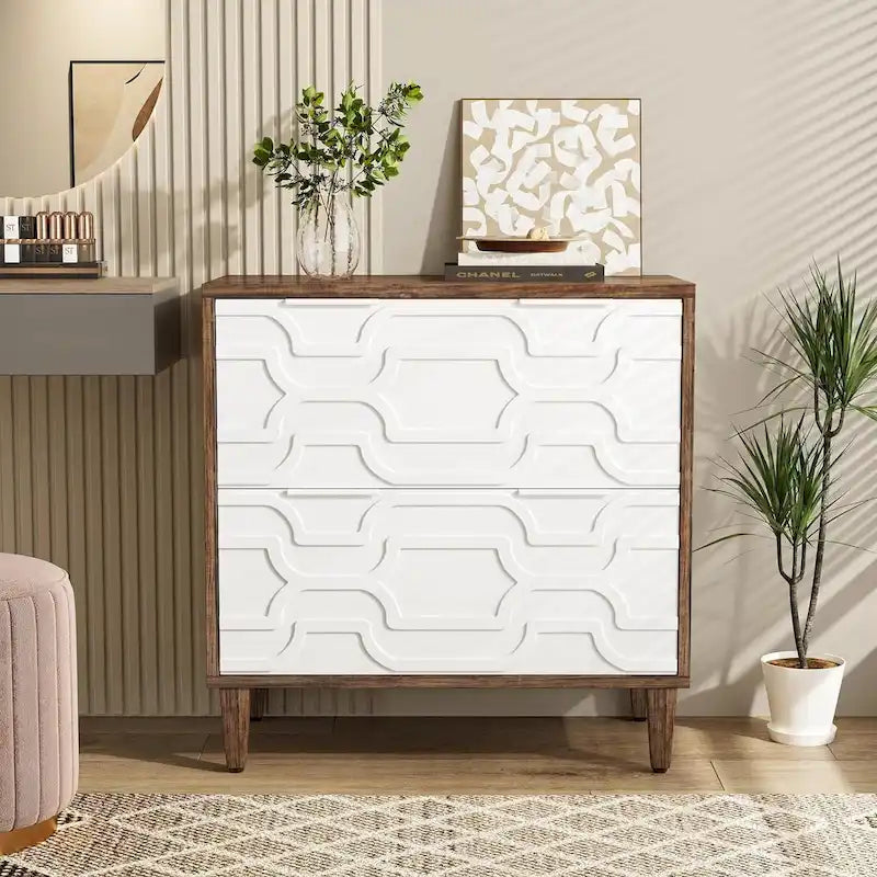 2-Drawer Lateral File Cabinet for A4/Letter/Legal Size, White & Grey Office Storage Cabinet Printer Stand