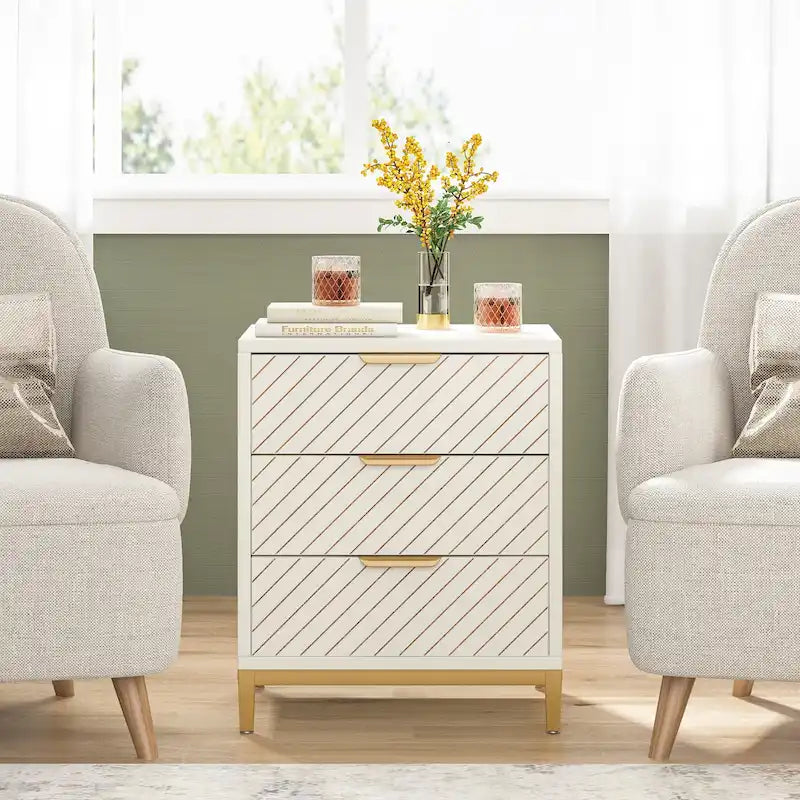 Night Stands with Drawers, Modern Light Wood Grain Nightstand for Bedrooms