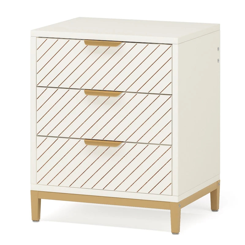 Night Stands with Drawers, Modern Light Wood Grain Nightstand for Bedrooms