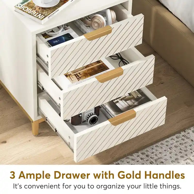 Night Stands with Drawers, Modern Light Wood Grain Nightstand for Bedrooms