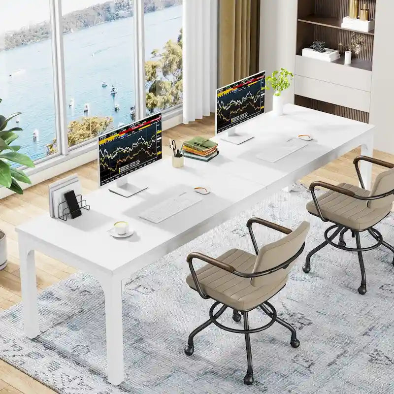 78.74 Zoll extra langer Doppel-Computertisch für 2 Personen im Homeoffice