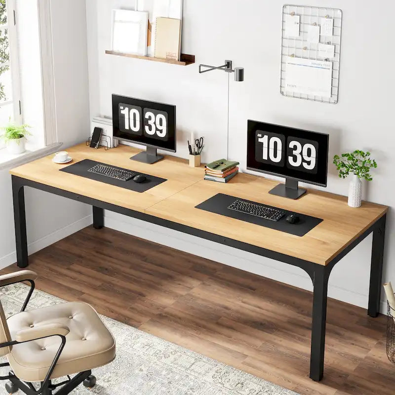 78.74 Zoll extra langer Doppel-Computertisch für 2 Personen im Homeoffice
