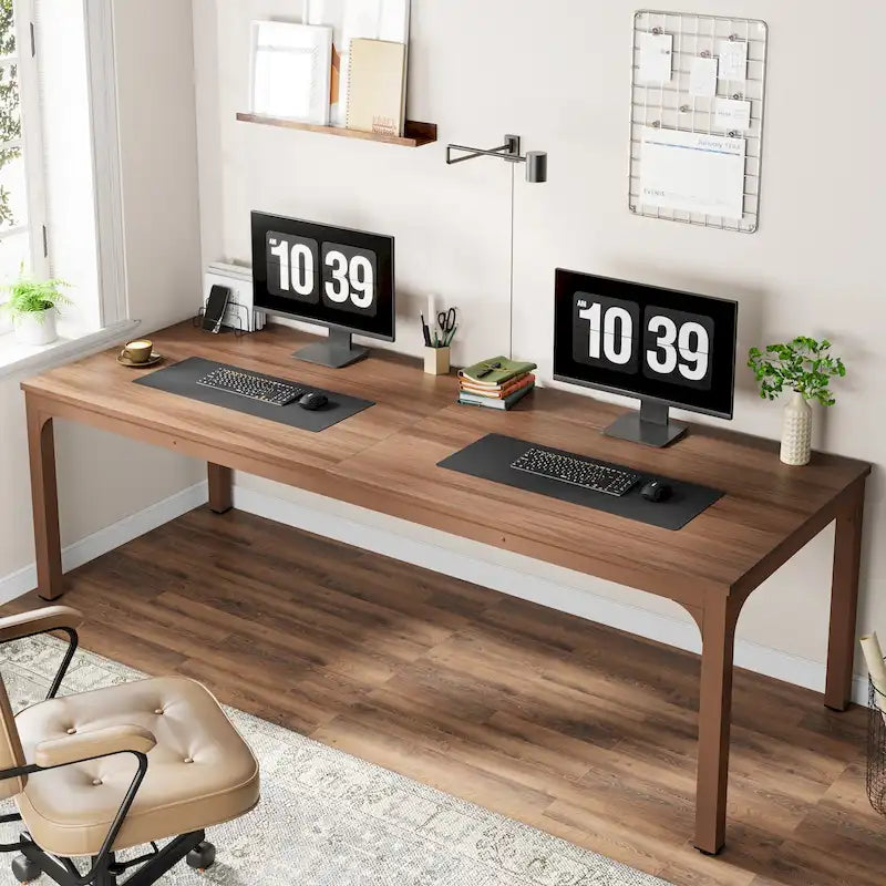 78.74 Zoll extra langer Doppel-Computertisch für 2 Personen im Homeoffice