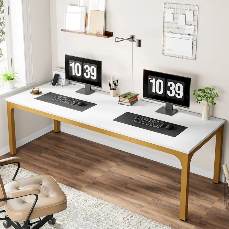 78.74 Zoll extra langer Doppel-Computertisch für 2 Personen im Homeoffice