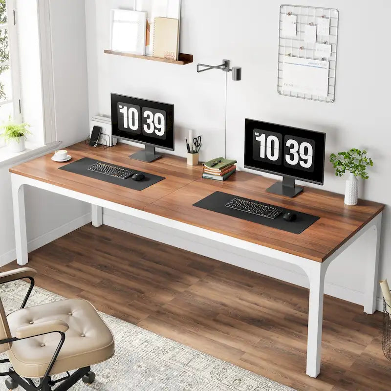 78.74 Zoll extra langer Doppel-Computertisch für 2 Personen im Homeoffice